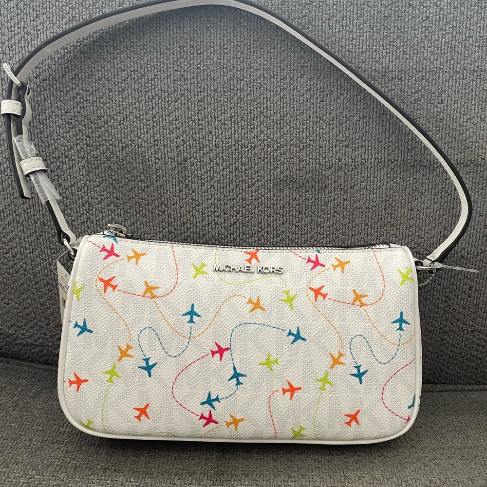 Michael Kors white jet set Airplane purse